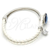 Aro Individual 07.239.0008.8 Rodio Laminado, Diseño de Corazón, con Swarovski Elements Denin Blue y Micro Pave Blanca, Pulido, Rodinado (Grosor 03 MM, Talla Unica)