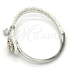 Aro Individual 07.239.0008.9 Rodio Laminado, Diseño de Corazón, con Swarovski Elements Rose Patina y Micro Pave Blanca, Pulido, Rodinado (Grosor 03 MM, Talla Unica)