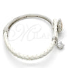 Aro Individual 07.239.0008.9 Rodio Laminado, Diseño de Corazón, con Swarovski Elements Rose Patina y Micro Pave Blanca, Pulido, Rodinado (Grosor 03 MM, Talla Unica)