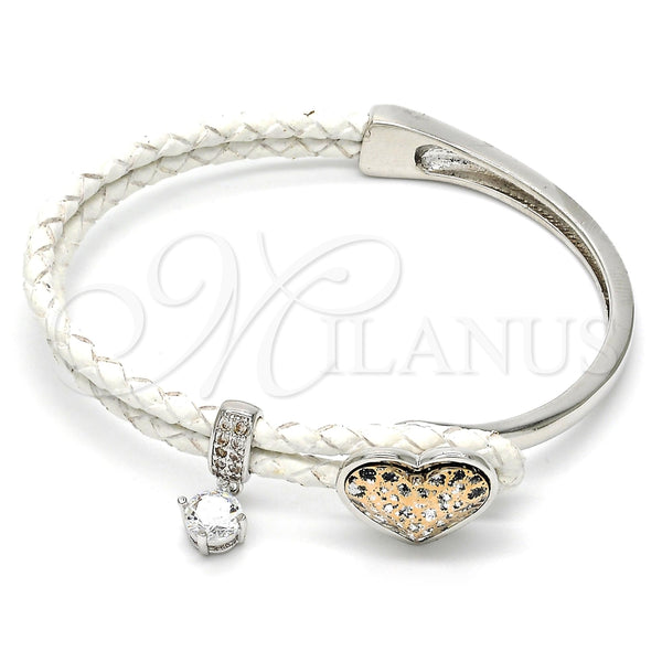 Aro Individual 07.239.0008.9 Rodio Laminado, Diseño de Corazón, con Swarovski Elements Rose Patina y Micro Pave Blanca, Pulido, Rodinado (Grosor 03 MM, Talla Unica)