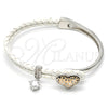 Aro Individual 07.239.0008.9 Rodio Laminado, Diseño de Corazón, con Swarovski Elements Rose Patina y Micro Pave Blanca, Pulido, Rodinado (Grosor 03 MM, Talla Unica)