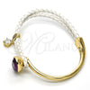 Aro Individual 07.239.0004.11 Oro Laminado, con Swarovski Elements Amethyst y Micro Pave Blanca, Pulido, Tono Dorado (Grosor 03 MM, Talla Unica)