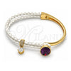 Aro Individual 07.239.0004.11 Oro Laminado, con Swarovski Elements Amethyst y Micro Pave Blanca, Pulido, Tono Dorado (Grosor 03 MM, Talla Unica)