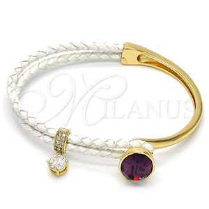 Aro Individual 07.239.0004.11 Oro Laminado, con Amethyst Swarovski Elements and Blanca Micro Pave, Pulido, Tono Dorado (03 MM Thickness, One size fits all)