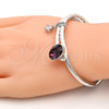 Aro Individual 07.239.0004.12 Oro Laminado Blanco, con Swarovski Elements Amethyst y Micro Pave Blanca, Pulido, Rodinado (Grosor 03 MM, Talla Unica)