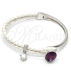 Aro Individual 07.239.0004.12 Rodio Laminado, con Amethyst Swarovski Elements and Blanca Micro Pave, Pulido, Rodinado (03 MM Thickness, One size fits all)