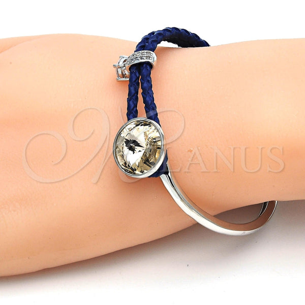 Aro Individual 07.239.0001.12 Rodio Laminado, con Swarovski Elements Light Silk y Micro Pave Blanca, Pulido, Rodinado (Grosor 03 MM, Talla Unica)