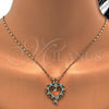 Collares con Dije 04.210.0001.3.18 Oro Laminado, Diseño de Corazón, con Verde and Blanca Zirconia Cubica, Pulido, Tono Dorado (02 MM Thickness, 18 Inches Length)