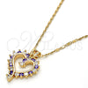Collares con Dije 04.210.0001.5.18 Oro Laminado, Diseño de Corazón, con Amatista and Blanca Zirconia Cubica, Pulido, Tono Dorado (02 MM Thickness, 18 Inches Length)