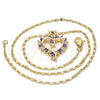 Collares con Dije 04.210.0001.5.18 Oro Laminado, Diseño de Corazón, con Amatista and Blanca Zirconia Cubica, Pulido, Tono Dorado (02 MM Thickness, 18 Inches Length)