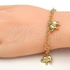 Pulsera de Dije 03.63.1789.07 Oro Laminado, Diseño de Elefante, Diamantado, Tono Dorado (05 MM Thickness, 7 Inches Length)