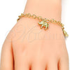 Pulsera de Dije 03.63.1789.07 Oro Laminado, Diseño de Elefante, Diamantado, Tono Dorado (05 MM Thickness, 7 Inches Length)