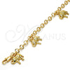 Pulsera de Dije 03.63.1789.07 Oro Laminado, Diseño de Elefante, Diamantado, Tono Dorado (05 MM Thickness, 7 Inches Length)