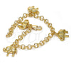 Pulsera de Dije 03.63.1789.07 Oro Laminado, Diseño de Elefante, Diamantado, Tono Dorado (05 MM Thickness, 7 Inches Length)