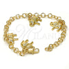 Pulsera de Dije 03.63.1789.07 Oro Laminado, Diseño de Elefante, Diamantado, Tono Dorado (05 MM Thickness, 7 Inches Length)