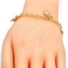 Pulsera de Dije 03.63.1790.07 Oro Laminado, Diseño de Elefante, Diamantado, Tono Dorado (05 MM Thickness, 7 Inches Length)