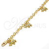 Pulsera de Dije 03.63.1790.07 Oro Laminado, Diseño de Elefante, Diamantado, Tono Dorado (05 MM Thickness, 7 Inches Length)