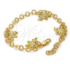 Pulsera de Dije 03.63.1790.07 Oro Laminado, Diseño de Elefante, Diamantado, Tono Dorado (05 MM Thickness, 7 Inches Length)
