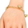 Pulsera de Dije 03.63.1791.07 Oro Laminado, Diseño de Elefante, Diamantado, Tono Dorado (05 MM Thickness, 7 Inches Length)