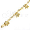Pulsera de Dije 03.63.1791.07 Oro Laminado, Diseño de Elefante, Diamantado, Tono Dorado (05 MM Thickness, 7 Inches Length)