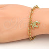 Pulsera de Dije 03.63.1794.07 Oro Laminado, Diseño de Elefante, con Blanca Cristal, Diamantado, Tono Dorado (05 MM Thickness, 7 Inches Length)