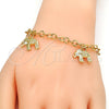 Pulsera de Dije 03.63.1794.07 Oro Laminado, Diseño de Elefante, con Blanca Cristal, Diamantado, Tono Dorado (05 MM Thickness, 7 Inches Length)