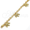 Pulsera de Dije 03.63.1794.07 Oro Laminado, Diseño de Elefante, con Blanca Cristal, Diamantado, Tono Dorado (05 MM Thickness, 7 Inches Length)