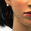 Arete Dormilona 02.282.0002 Oro Laminado, Diseño de Flor, con Blanca Micro Pave and Blanca Zirconia Cubica, Pulido, Tono Dorado