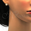 Arete Dormilona 02.282.0002 Oro Laminado, Diseño de Flor, con Blanca Micro Pave and Blanca Zirconia Cubica, Pulido, Tono Dorado