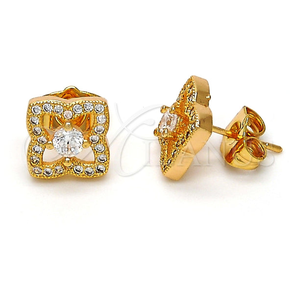 Arete Dormilona 02.282.0006 Oro Laminado, con Blanca Zirconia Cubica and Blanca Micro Pave, Pulido, Tono Dorado