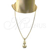 Collares con Dije 04.242.0058.30 Oro Laminado, Diseño de Ancla, con Blanca Cristal, Pulido, Tono Dorado (03 MM Thickness, 30 Inches Length)