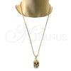 Collares con Dije 04.242.0059.30 Oro Laminado, Diseño de Calavera, con Granate Cristal, Pulido, Tono Dorado (03 MM Thickness, 30 Inches Length)