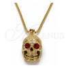 Collares con Dije 04.242.0059.30 Oro Laminado, Diseño de Calavera, con Granate Cristal, Pulido, Tono Dorado (03 MM Thickness, 30 Inches Length)