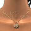 Collares con Dije 04.199.0005.20 Oro Laminado, Diseño de Elefante, con Blanca and Rubi Micro Pave, Pulido, Tono Dorado (02 MM Thickness, 20 Inches Length)