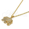 Collares con Dije 04.199.0005.20 Oro Laminado, Diseño de Elefante, con Blanca and Rubi Micro Pave, Pulido, Tono Dorado (02 MM Thickness, 20 Inches Length)
