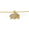 Collares con Dije 04.199.0005.20 Oro Laminado, Diseño de Elefante, con Blanca and Rubi Micro Pave, Pulido, Tono Dorado (02 MM Thickness, 20 Inches Length)
