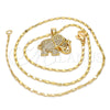 Collares con Dije 04.199.0005.20 Oro Laminado, Diseño de Elefante, con Blanca and Rubi Micro Pave, Pulido, Tono Dorado (02 MM Thickness, 20 Inches Length)