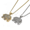 Collares con Dije 04.199.0005.20 Oro Laminado, Diseño de Elefante, con Blanca and Rubi Micro Pave, Pulido, Tono Dorado (02 MM Thickness, 20 Inches Length)