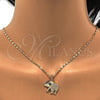 Juego de Arete y Dije de Adulto 10.199.0079 Oro Laminado, Diseño de Elefante, con Blanca and Rubi Micro Pave, Pulido, Tono Dorado