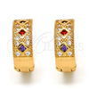 Argolla Huggie 02.210.0056.15 Oro Laminado, con Multicolor Zirconia Cubica and Blanca Micro Pave, Pulido, Tono Dorado