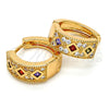 Argolla Huggie 02.210.0056.15 Oro Laminado, con Multicolor Zirconia Cubica and Blanca Micro Pave, Pulido, Tono Dorado