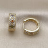 Argolla Huggie 02.210.0056.15 Oro Laminado, con Multicolor Zirconia Cubica and Blanca Micro Pave, Pulido, Tono Dorado