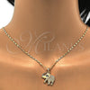 Collares con Dije 04.199.0004.20 Oro Laminado, Diseño de Elefante, con Blanca and Rubi Micro Pave, Pulido, Tono Dorado (02 MM Thickness, 20 Inches Length)