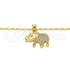 Collares con Dije 04.199.0004.20 Oro Laminado, Diseño de Elefante, con Blanca and Rubi Micro Pave, Pulido, Tono Dorado (02 MM Thickness, 20 Inches Length)