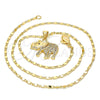 Collares con Dije 04.199.0004.20 Oro Laminado, Diseño de Elefante, con Blanca and Rubi Micro Pave, Pulido, Tono Dorado (02 MM Thickness, 20 Inches Length)