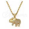 Collares con Dije 04.199.0004.20 Oro Laminado, Diseño de Elefante, con Blanca and Rubi Micro Pave, Pulido, Tono Dorado (02 MM Thickness, 20 Inches Length)
