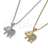 Collares con Dije 04.199.0004.20 Oro Laminado, Diseño de Elefante, con Blanca and Rubi Micro Pave, Pulido, Tono Dorado (02 MM Thickness, 20 Inches Length)