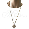 Collares con Dije 04.242.0061.30 Oro Laminado, con Blanca Cristal, Pulido, Tono Dorado (03 MM Thickness, 30 Inches Length)