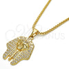 Collares con Dije 04.242.0061.30 Oro Laminado, con Blanca Cristal, Pulido, Tono Dorado (03 MM Thickness, 30 Inches Length)