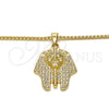 Collares con Dije 04.242.0061.30 Oro Laminado, con Blanca Cristal, Pulido, Tono Dorado (03 MM Thickness, 30 Inches Length)